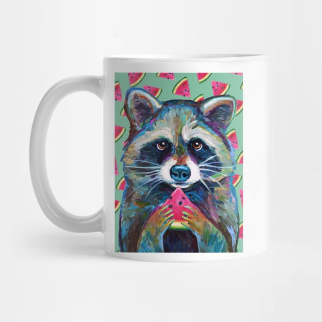 RACCOON with WATERMELON WEDGE by RobertPhelpsArt